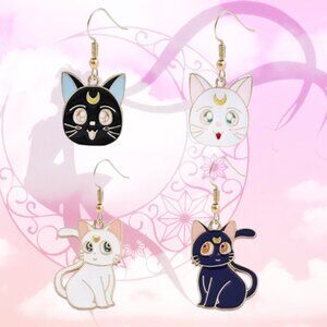 inspired sailor moon Luna and Artemis earring